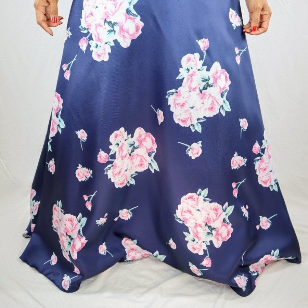 2 Cute Brand Navy Floral Two Piece Formal Gown $469 - Picture 8 of 15